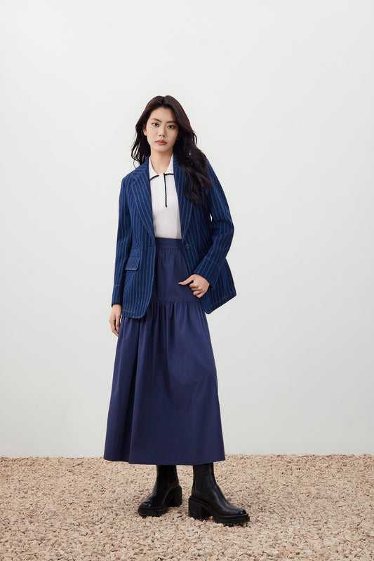 Denim 標準領獨立西裝外套