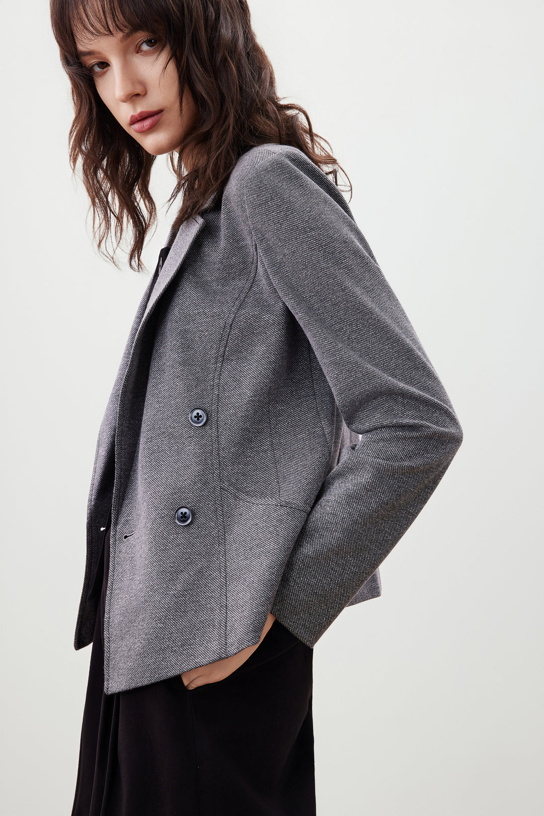 Notch Lapel Long Sleeve Blazer
