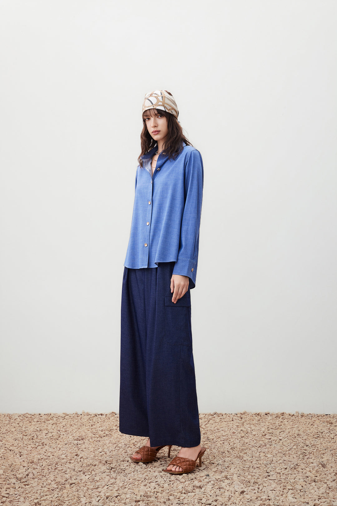 Denim 翻領休閒恤衫