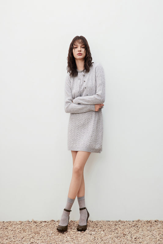 Round Neck Long Sleeve Cardigan