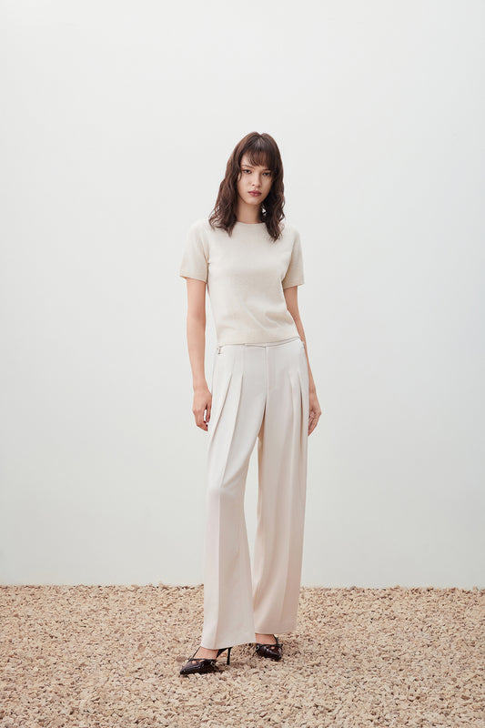 Round Neck Short Sleeve Knit Sweater