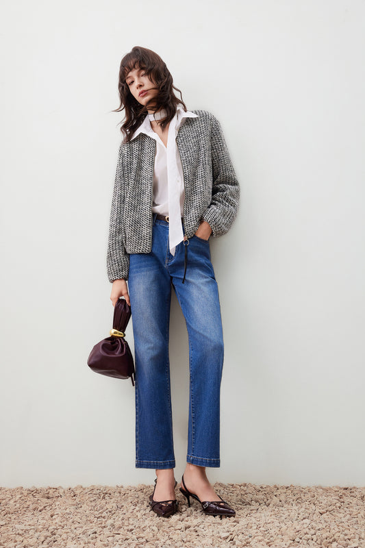 Round Neck Long Sleeve Jacket