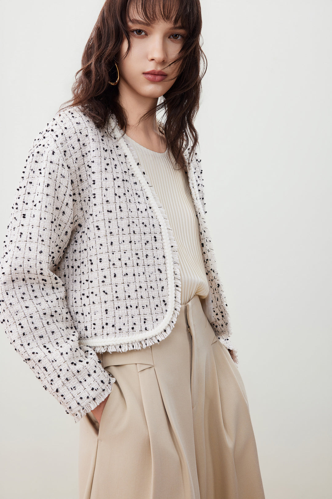 無領長袖休閒外套