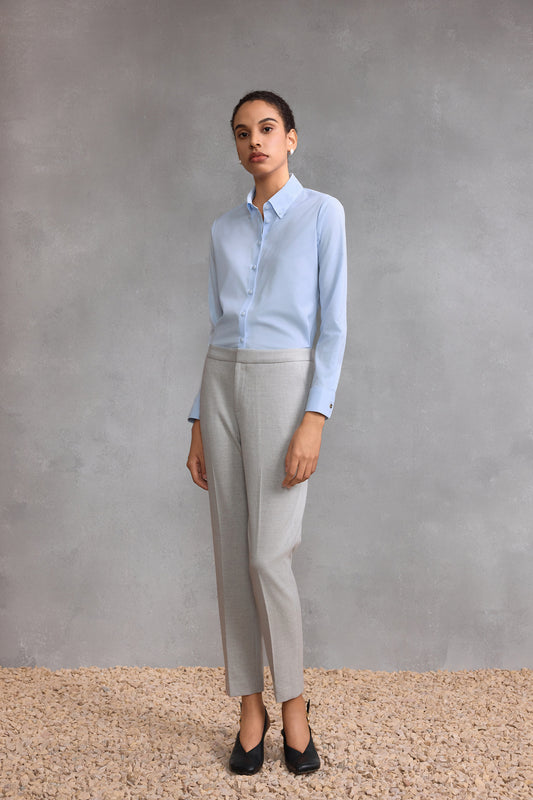 Non-Iron 恤衫領長袖商務恤衫(配頸巾)