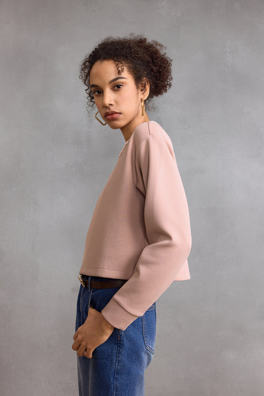 G2000 WOMAN-round-neck-long-sleeve-cut-and-sew-top-58241735-Pink