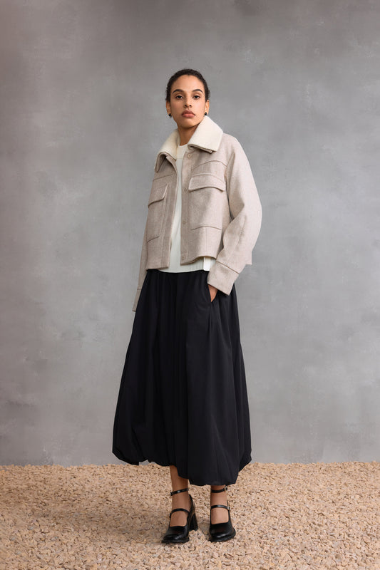 Wool 翻領休閒外套(配可拆卸衣領)