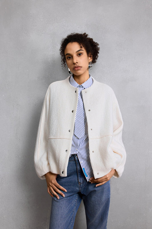 G2000 WOMAN-wool-blend-stand-collar-jacket-58284090-White