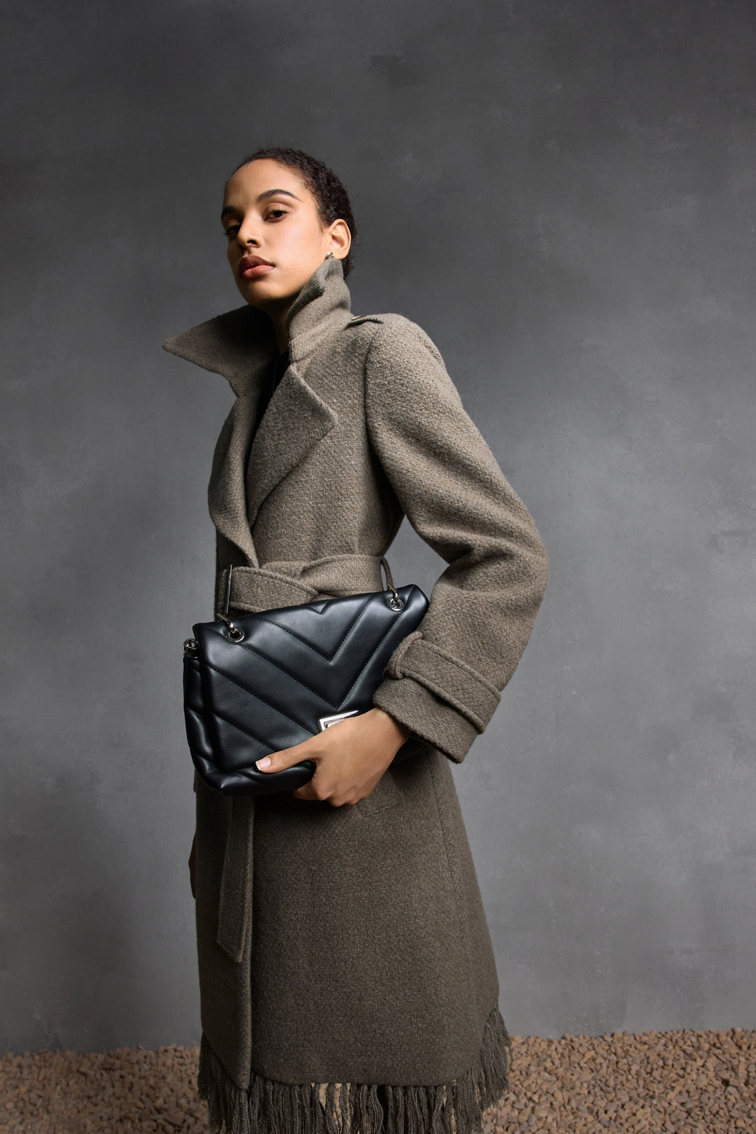 Lapel Collar Long Sleeve Coat