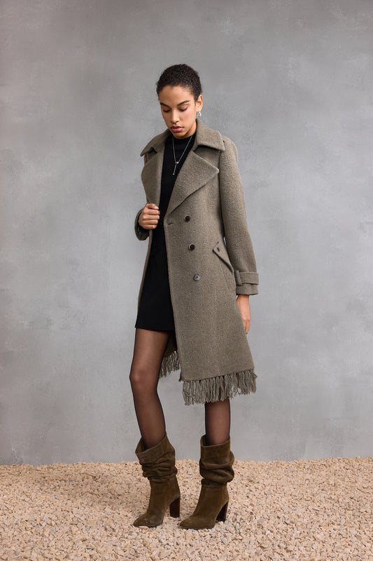 Lapel Collar Long Sleeve Coat