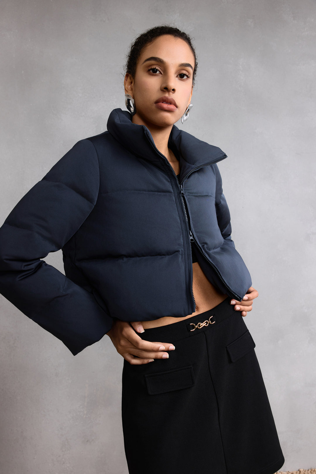 Stand Collar Long Sleeve Down Jacket