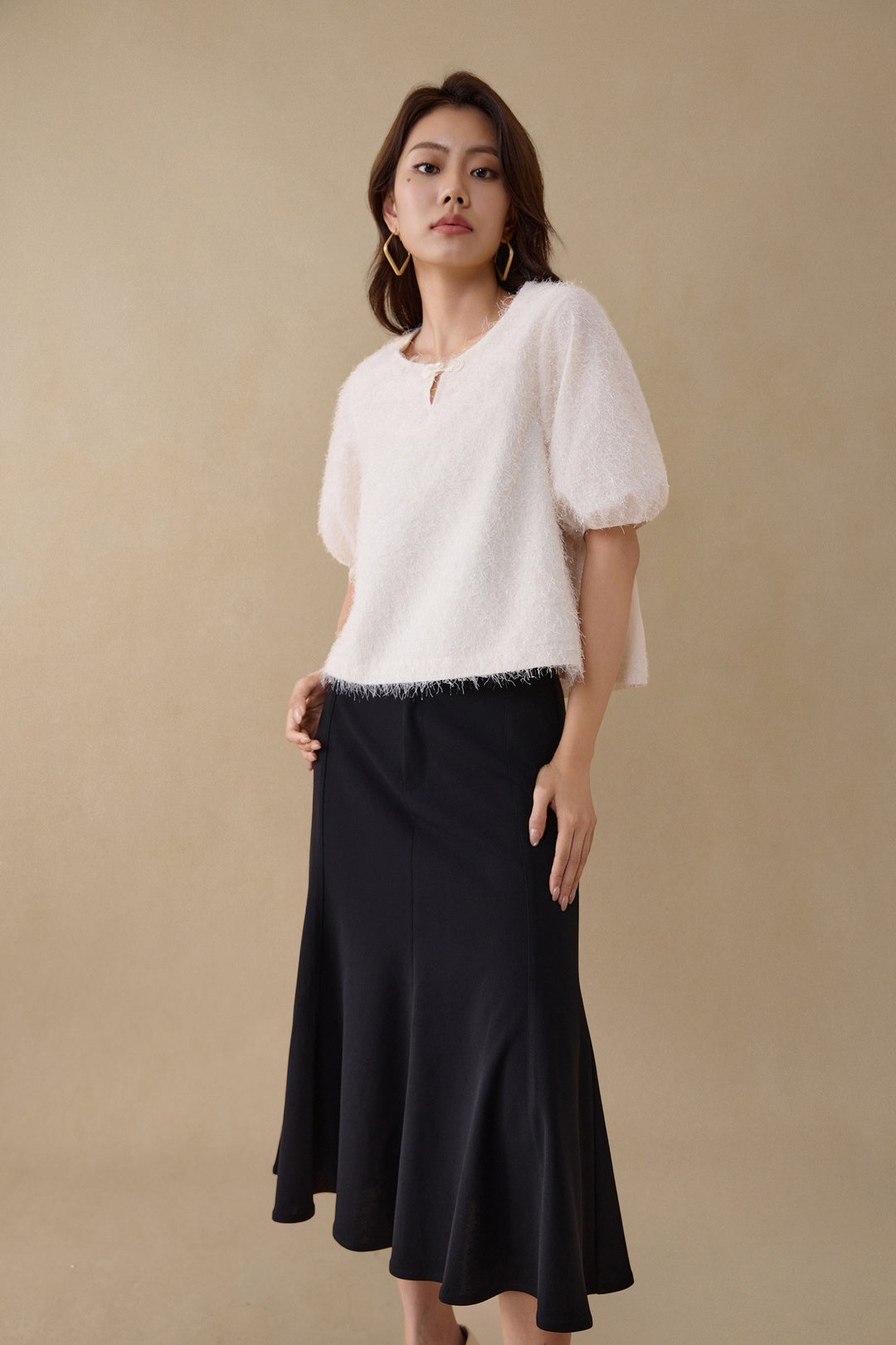 Textured Round Neck Blouse