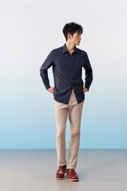 Lyocell Blend Long-Sleeve Casual Shirt