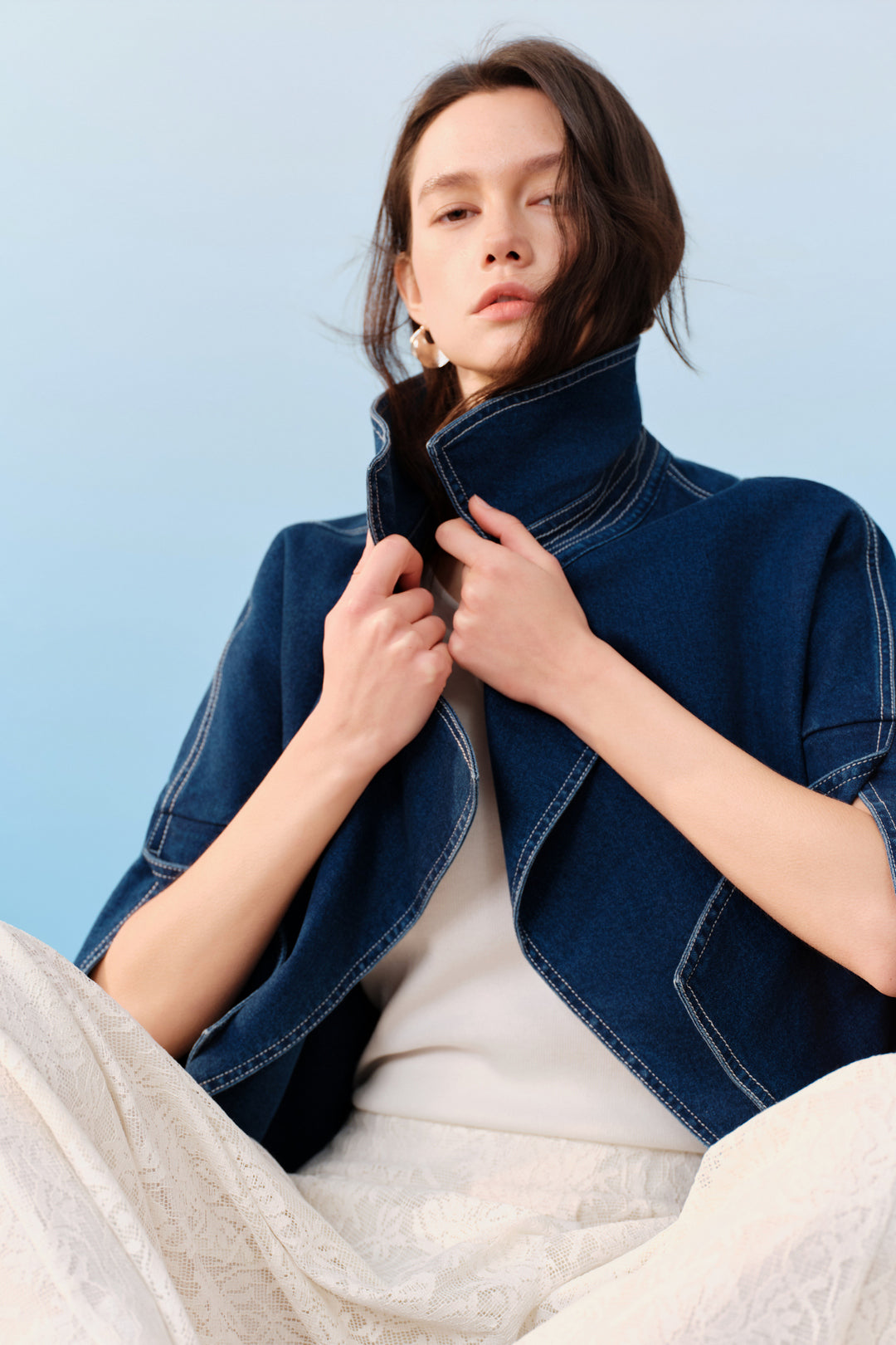 Trench Coat Collar Three-Quarter Sleeve Jacket