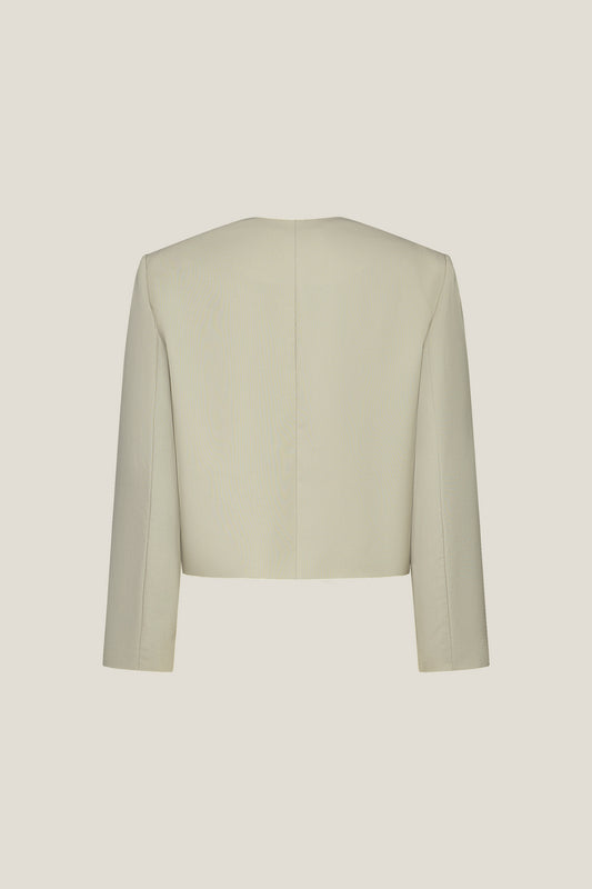 LUXURY | 100% Wool | Lapel With Metal Studs And Self Fabric Looping 金屬鉚釘和自布環的翻領獨立西裝外套(配墊肩)