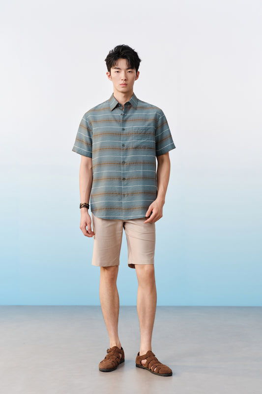 Lyocell Blend Short-Sleeve Casual Shirt