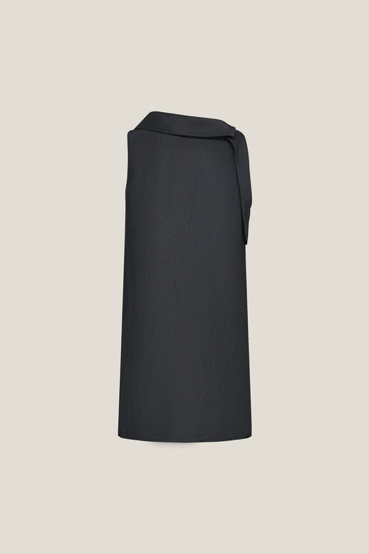LUXURY | Premium Linen-Silk Blend | Drape Collar 垂墜領連身裙