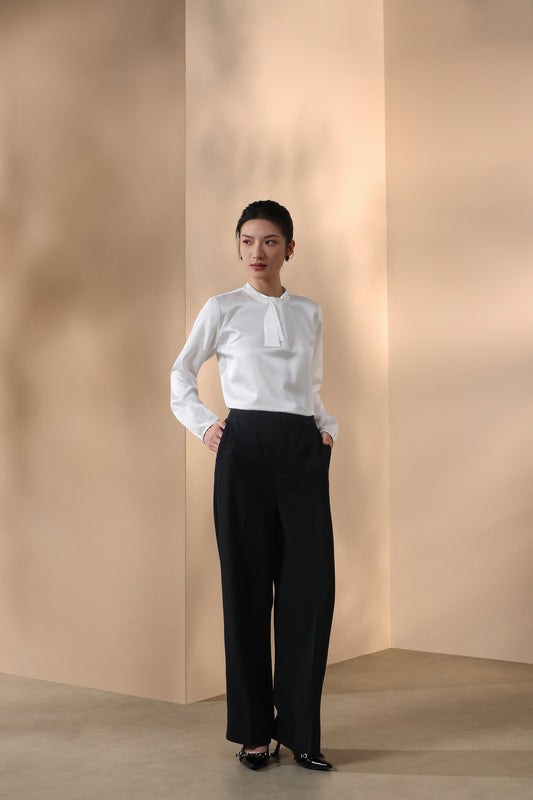 Satin | Stand Collar Blouse