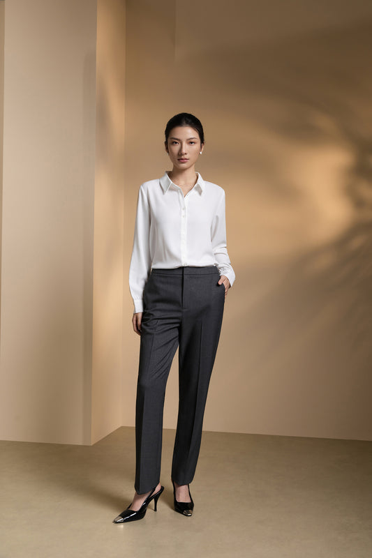 Crepe | Shirt Collar Blouse