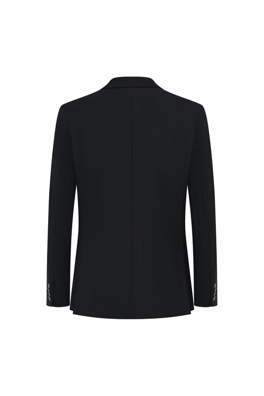 LUXURY | Wool Silk Blend | Peak Lapel Double Vent Suit Blazer