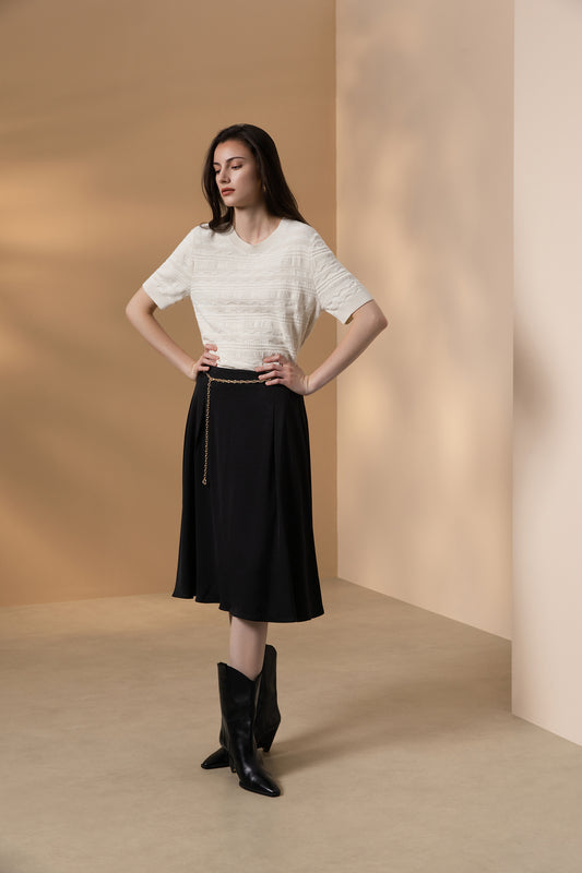 BLAACK | Crepe | Machine Washable Skirt (With Belt)