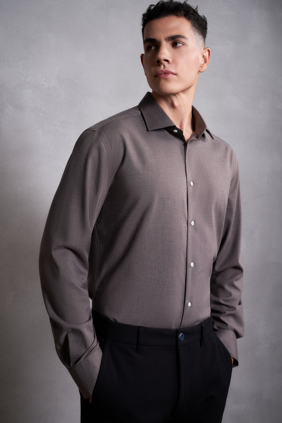 G2000 MAN-non-iron-smooth-long-sleeve-dress-shirt-41123552-Brown