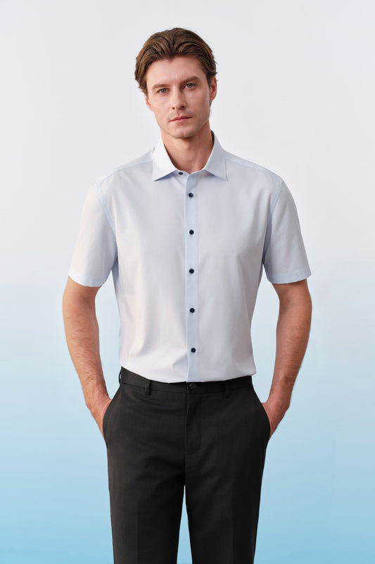 G2000 MAN-non-iron-short-sleeve-dress-shirt-41133282-Blue