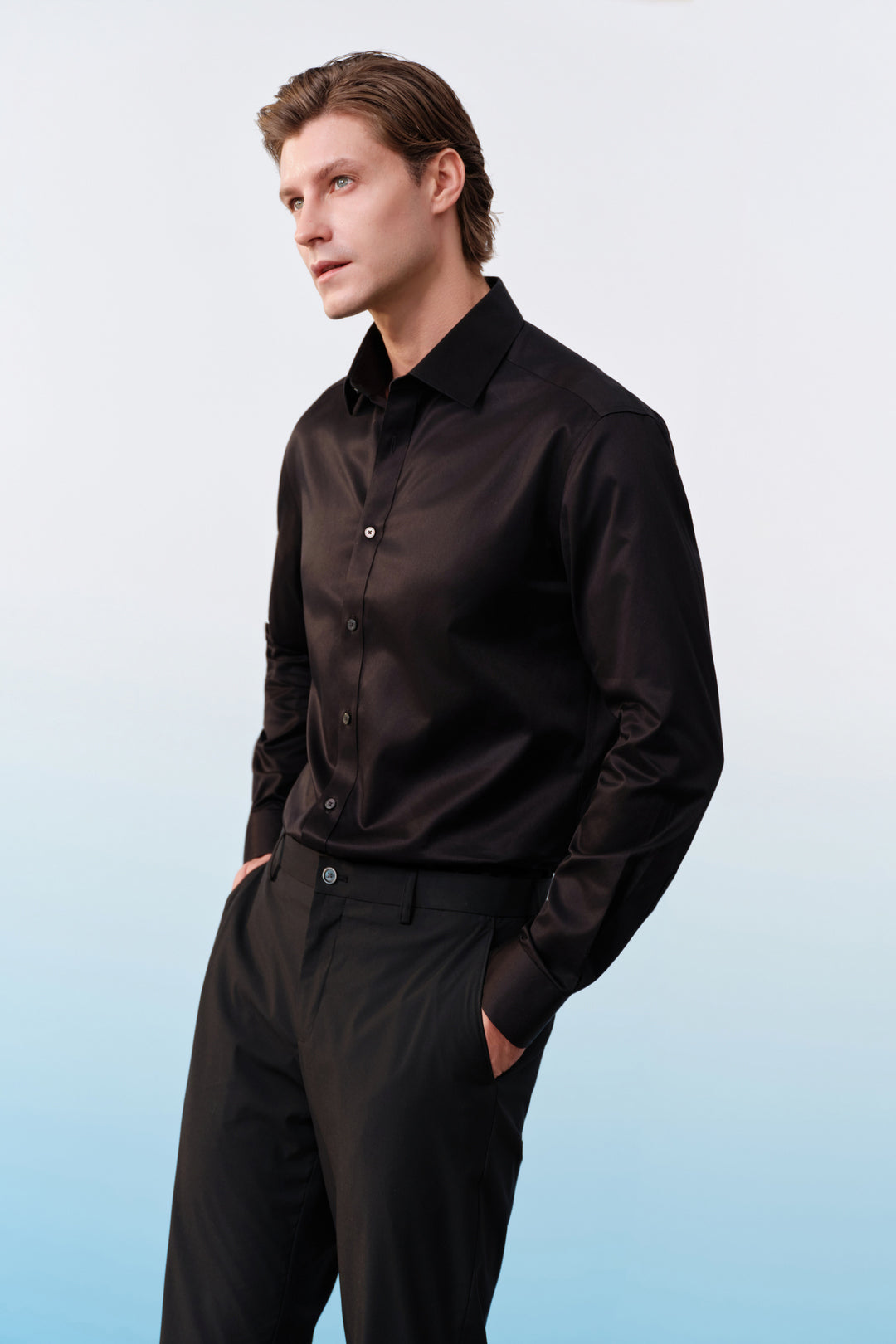 G2000 MAN-non-iron-long-sleeve-dress-shirt-46120202-Black