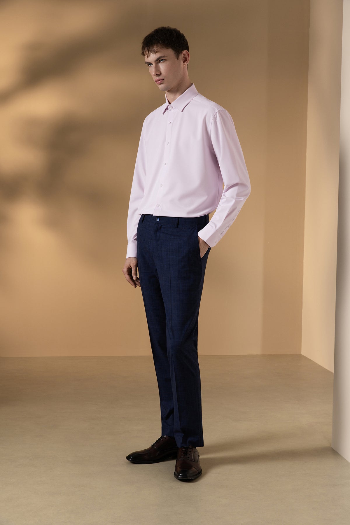 G2000 MAN-non-iron-herringbone-long-sleeve-dress-shirt-51123422-Pink