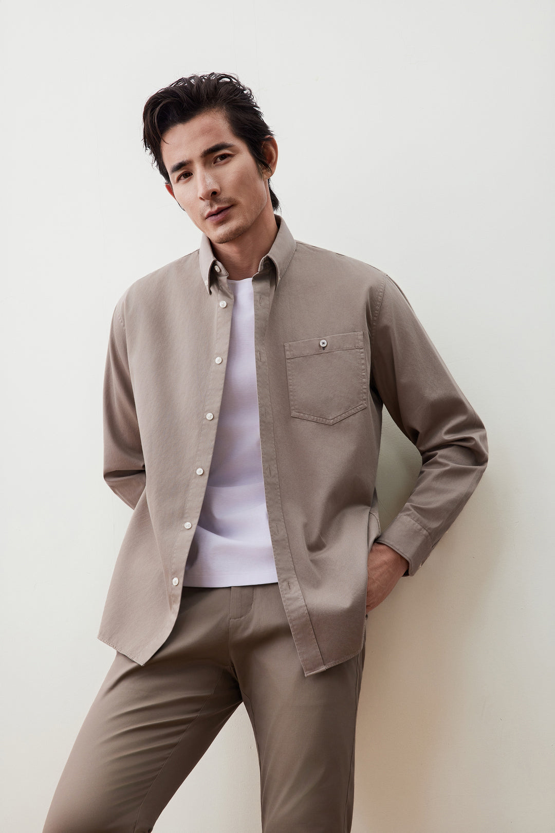 G2000 MAN-pure-cotton-long-sleeve-casual-shirt-56120978-Beige