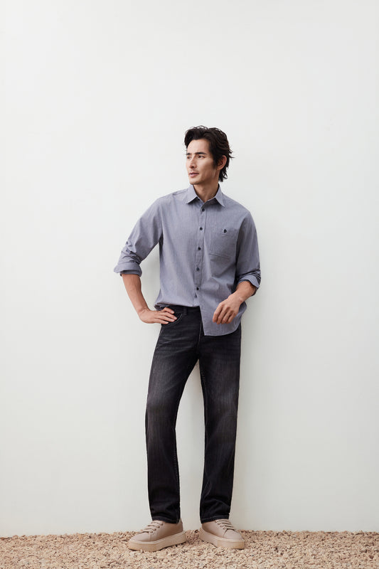 Seersucker 長袖休閒恤衫