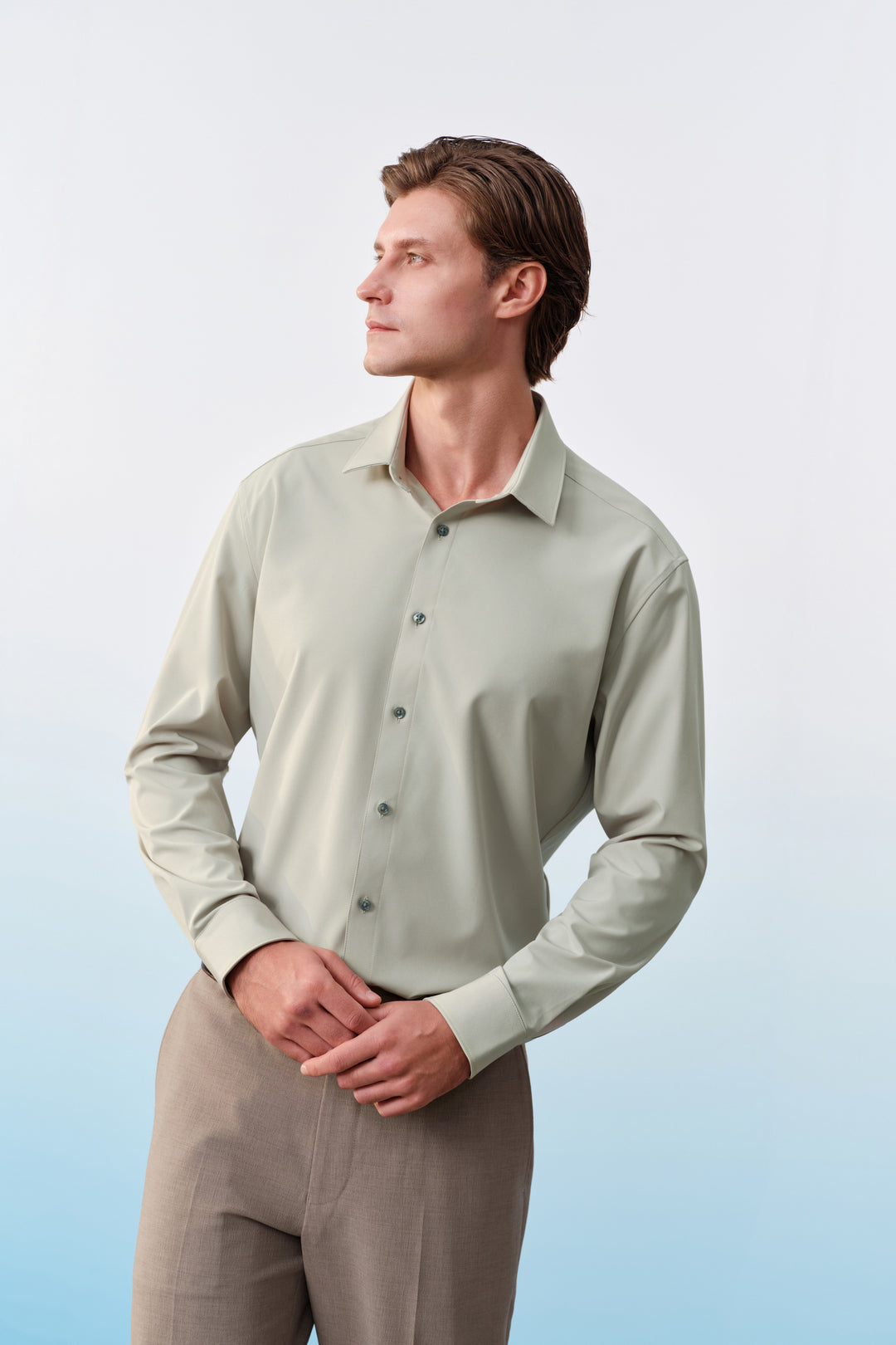 G2000 MAN-non-iron-long-sleeve-dress-shirt-56123211-Green