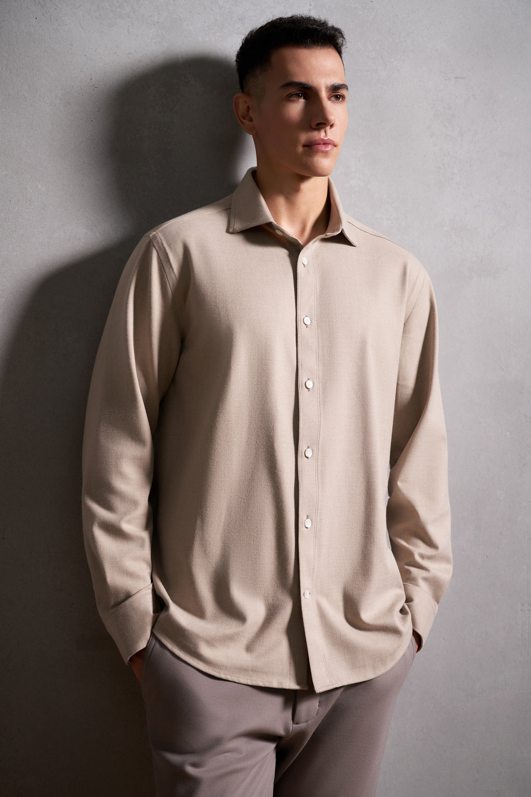 G2000 MAN-polyester-blend-long-sleeve-casual-shirt-56123992-Beige