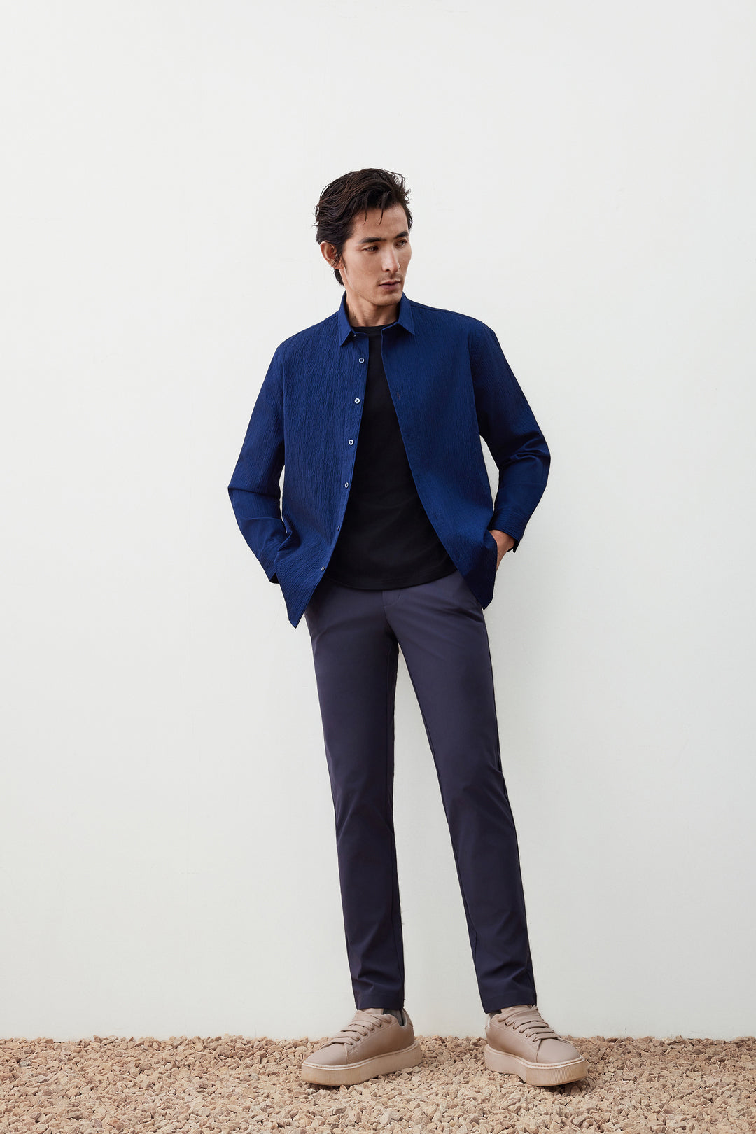 Seersucker 長袖休閒恤衫