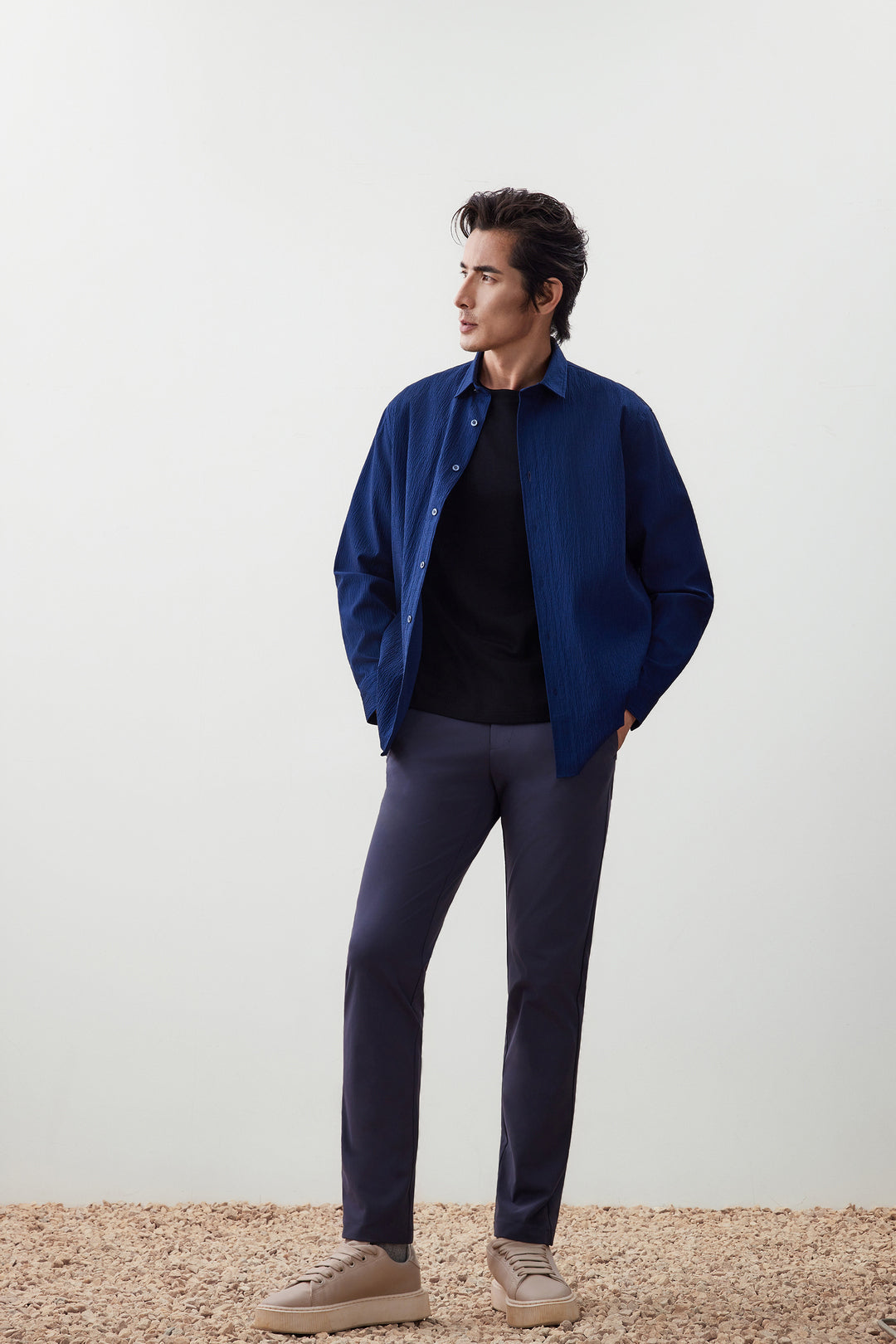 Seersucker 長袖休閒恤衫