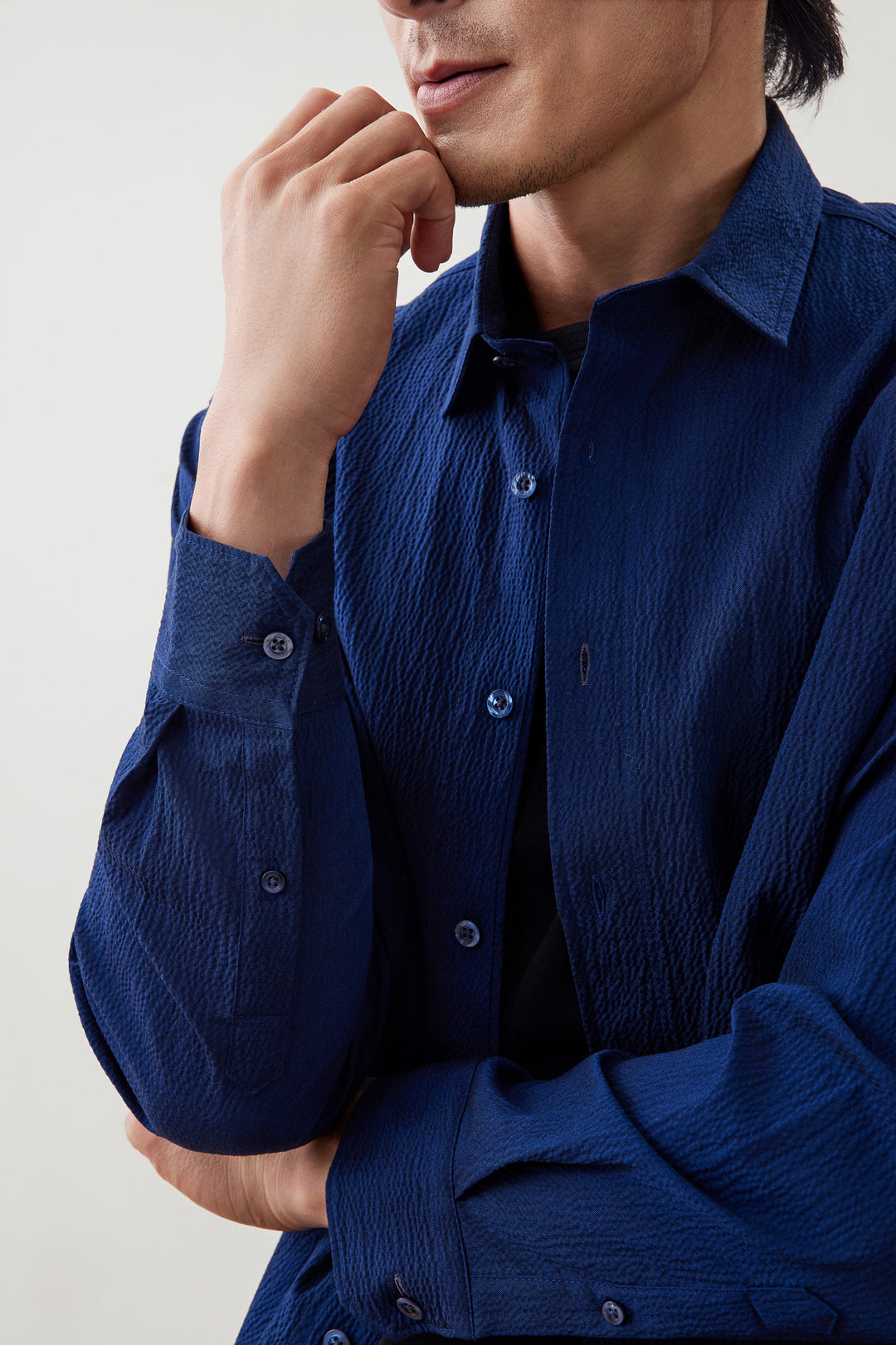 Seersucker 長袖休閒恤衫