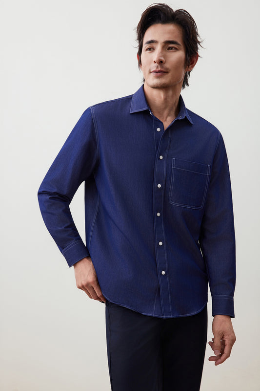 G2000 MAN-comfort-fit-long-sleeve-casual-shirt-56129908-Blue