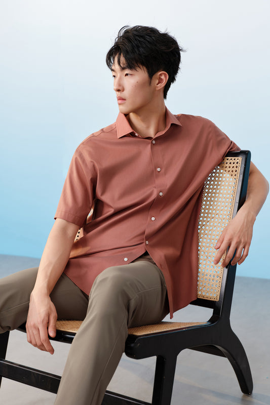 G2000 MAN-non-iron-short-sleeve-dress-shirt-56131511-Red