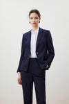 G2000 WOMAN-wool-collection-anti-static-notch-lapel-suit-blazer-with-scarf-56211004-Blue