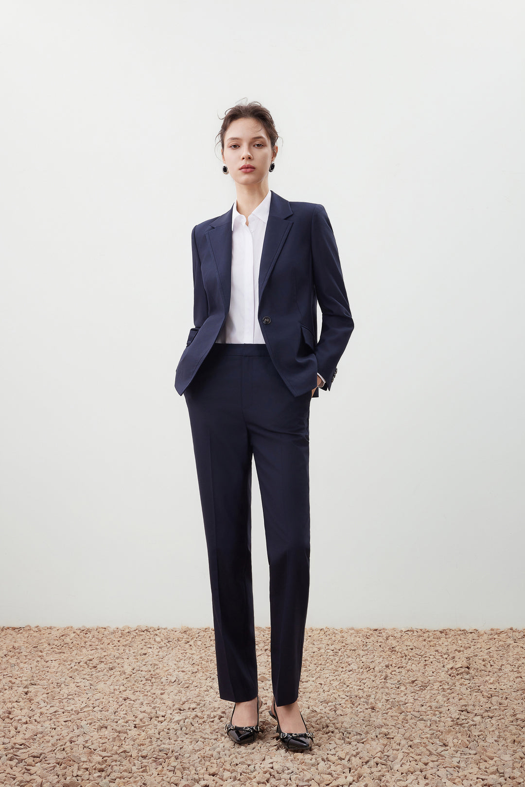 Wool Collection Anti-Static 標準領套裝西裝外套(配頸巾)