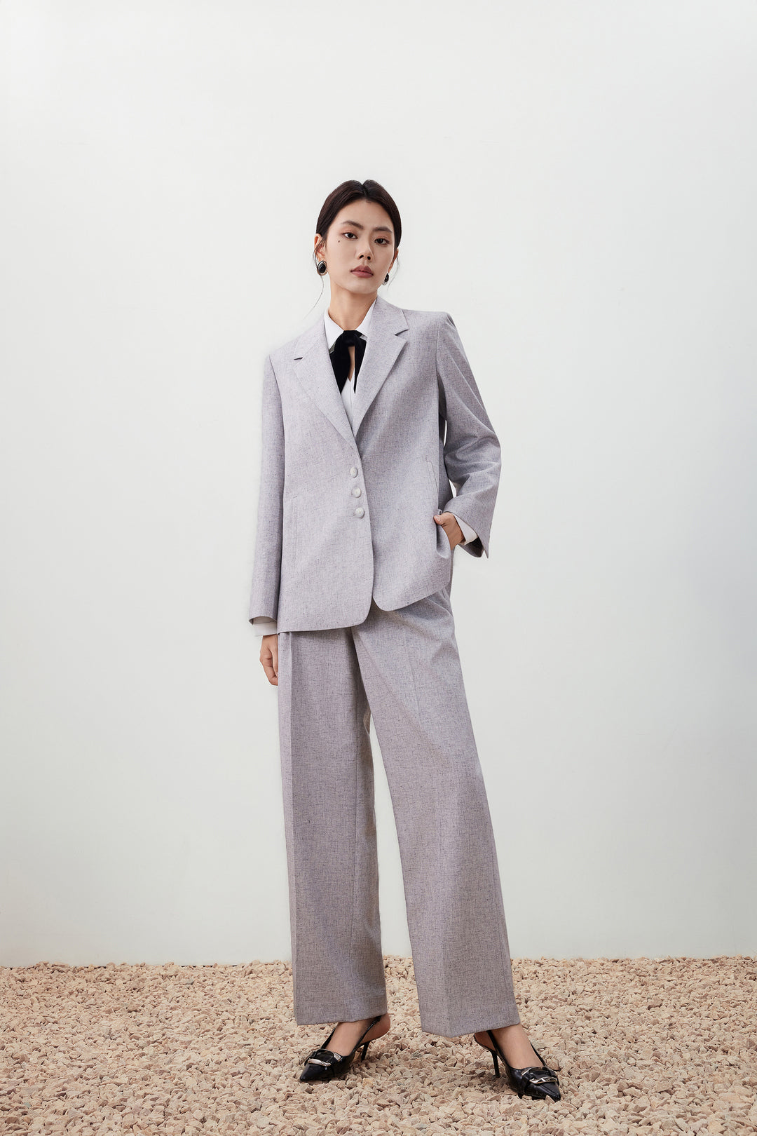 Textured 標準領套裝西裝外套