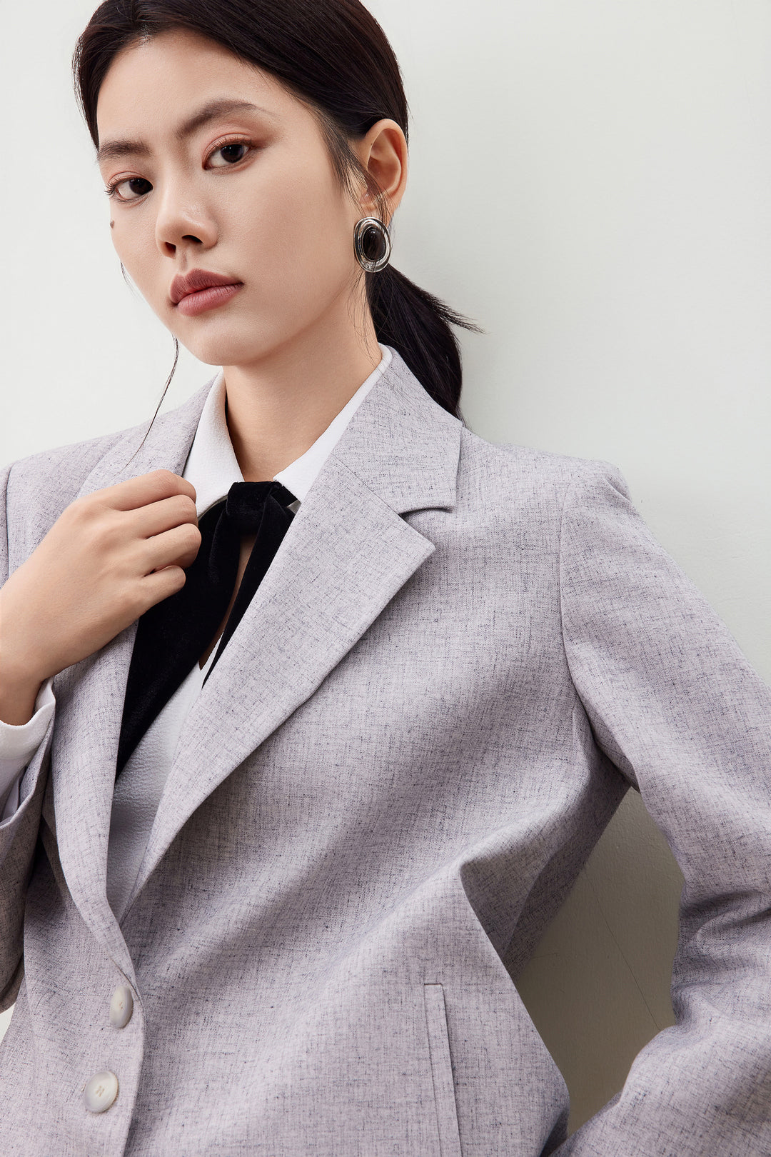 Textured 標準領套裝西裝外套