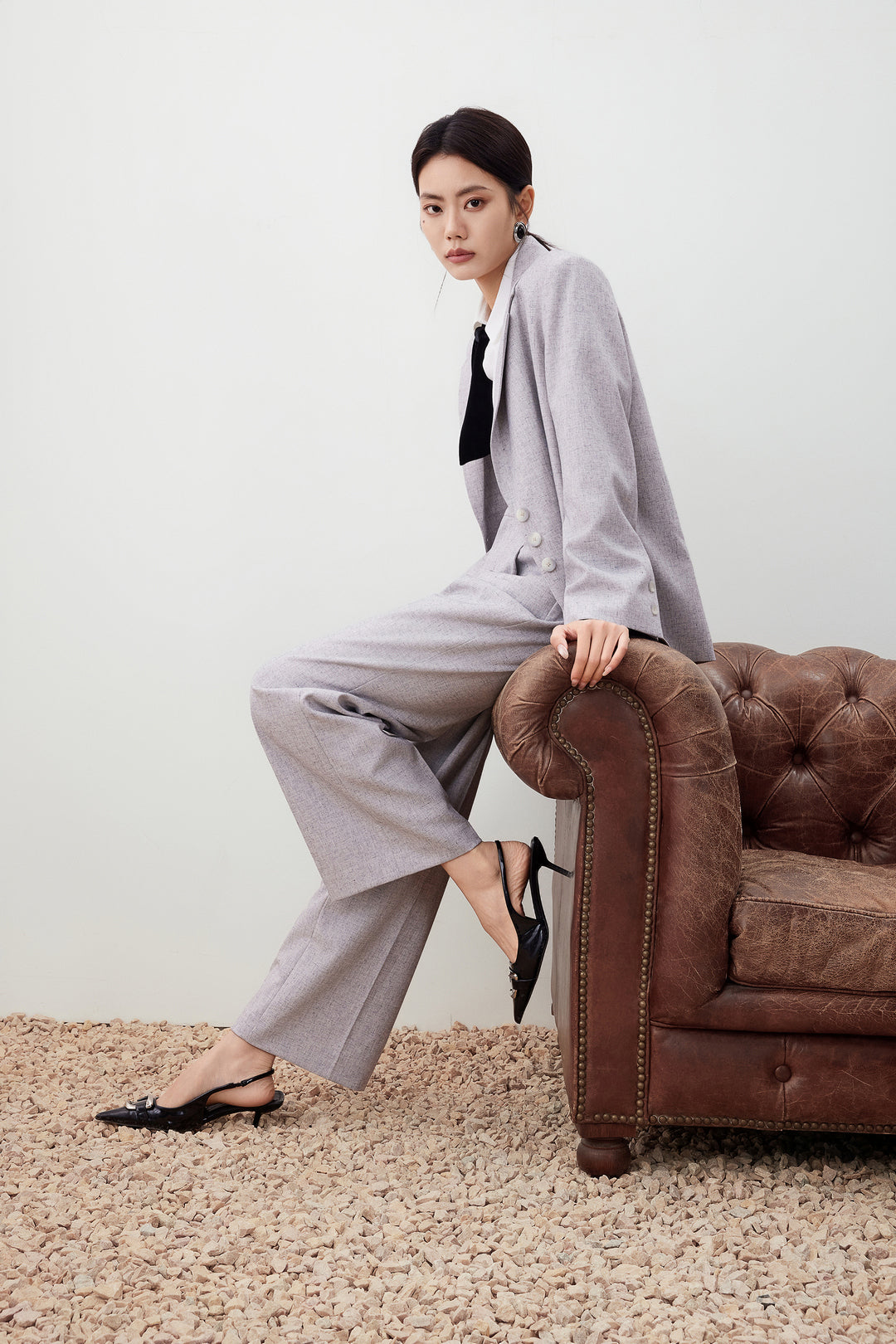 Textured 標準領套裝西裝外套