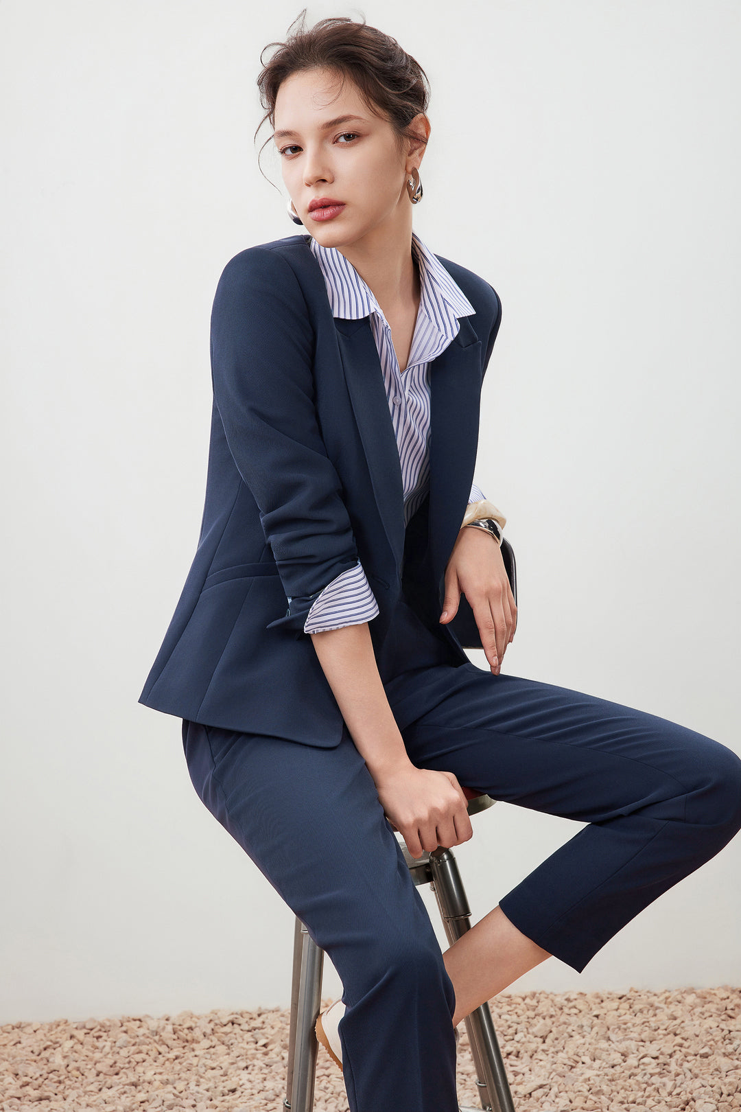 G2000 WOMAN-peak-lapel-long-sleeve-suit-blazer-56211223-Blue
