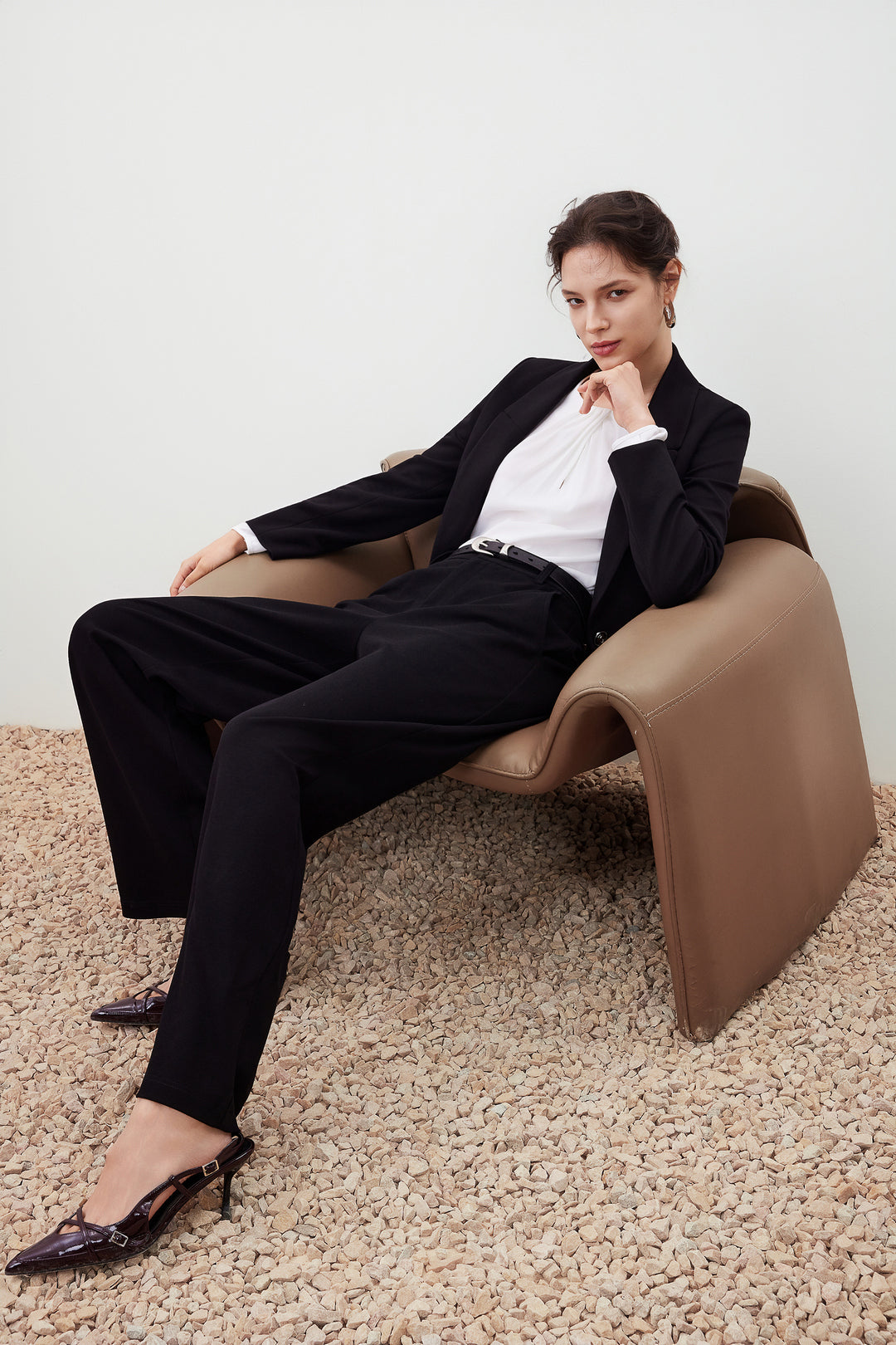 標準領長袖獨立西裝外套(配胸針)