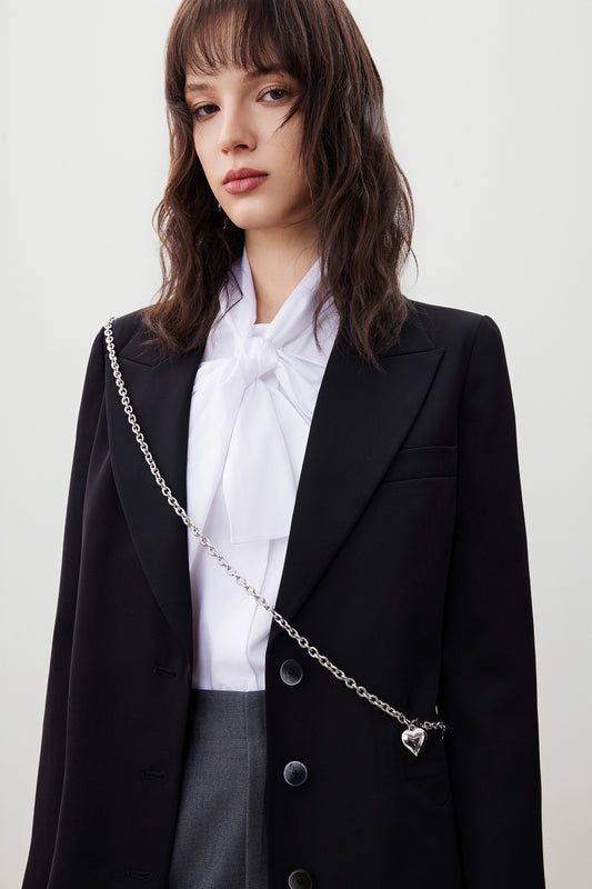 Twill 劍領獨立西裝外套(配鏈條腰帶)