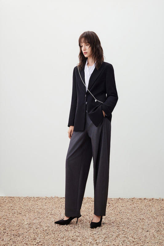 Twill 劍領獨立西裝外套(配鏈條腰帶)