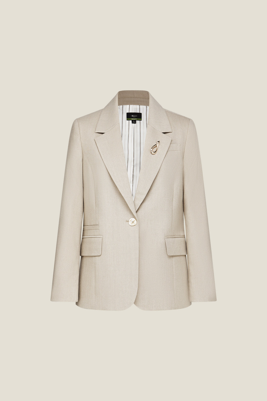 G2000 WOMAN-notch-lapel-long-sleeve-suit-blazer-with-brooch-56212065- Beige
