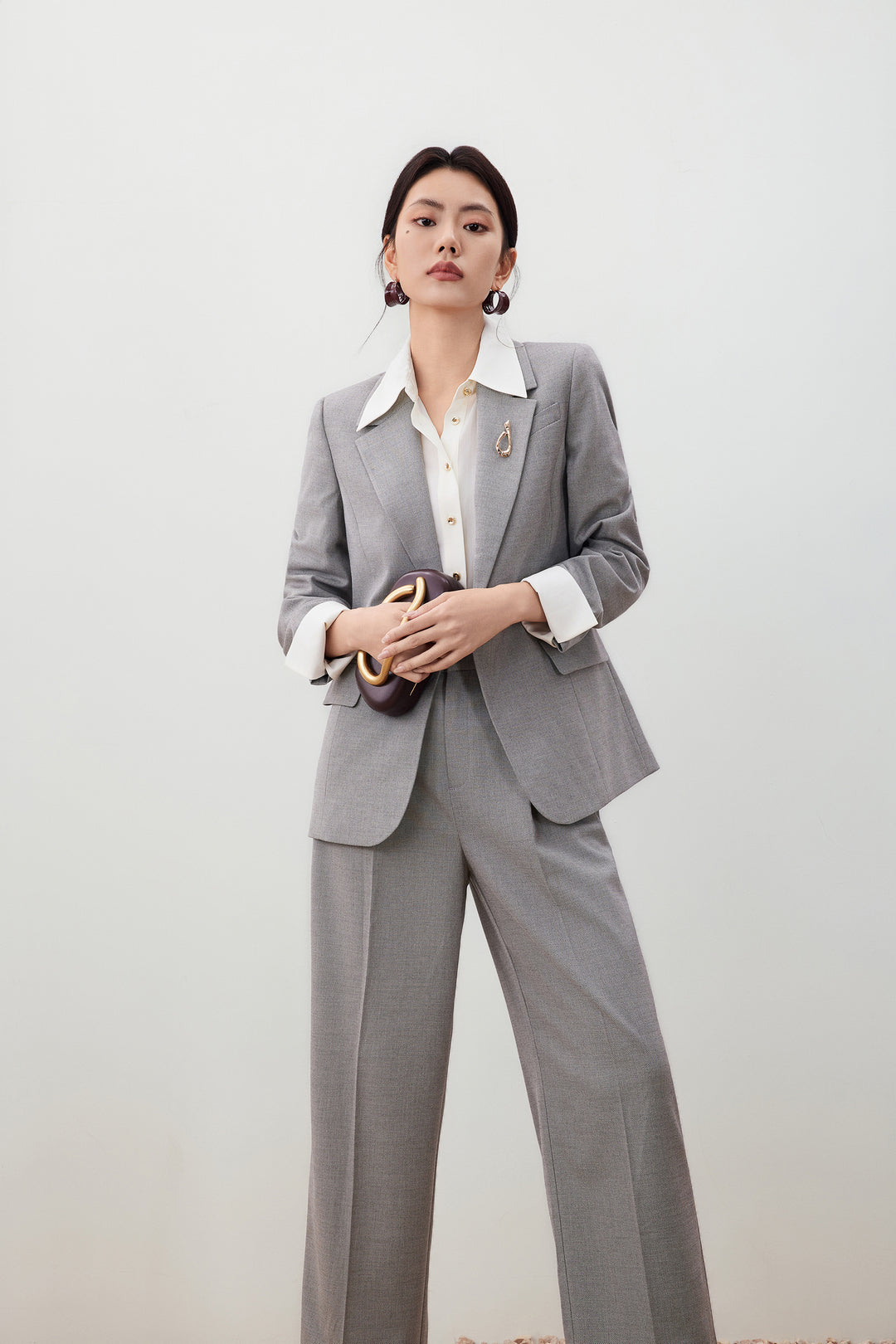 Twill 標準領套裝西裝外套(配胸針)