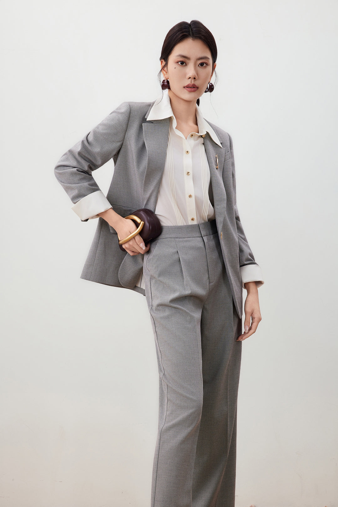 Twill 標準領套裝西裝外套(配胸針)