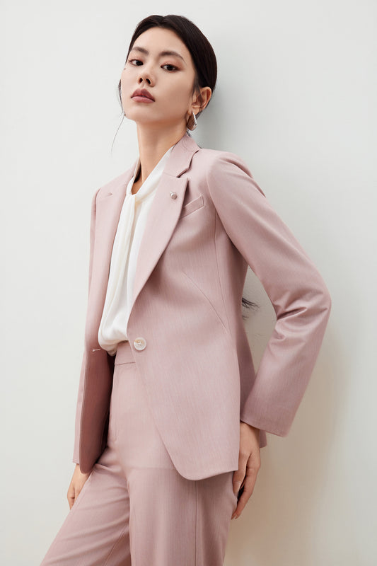 G2000 WOMAN-notch-lapel-long-sleeve-suit-blazer-with-brooch-56212123-Pink
